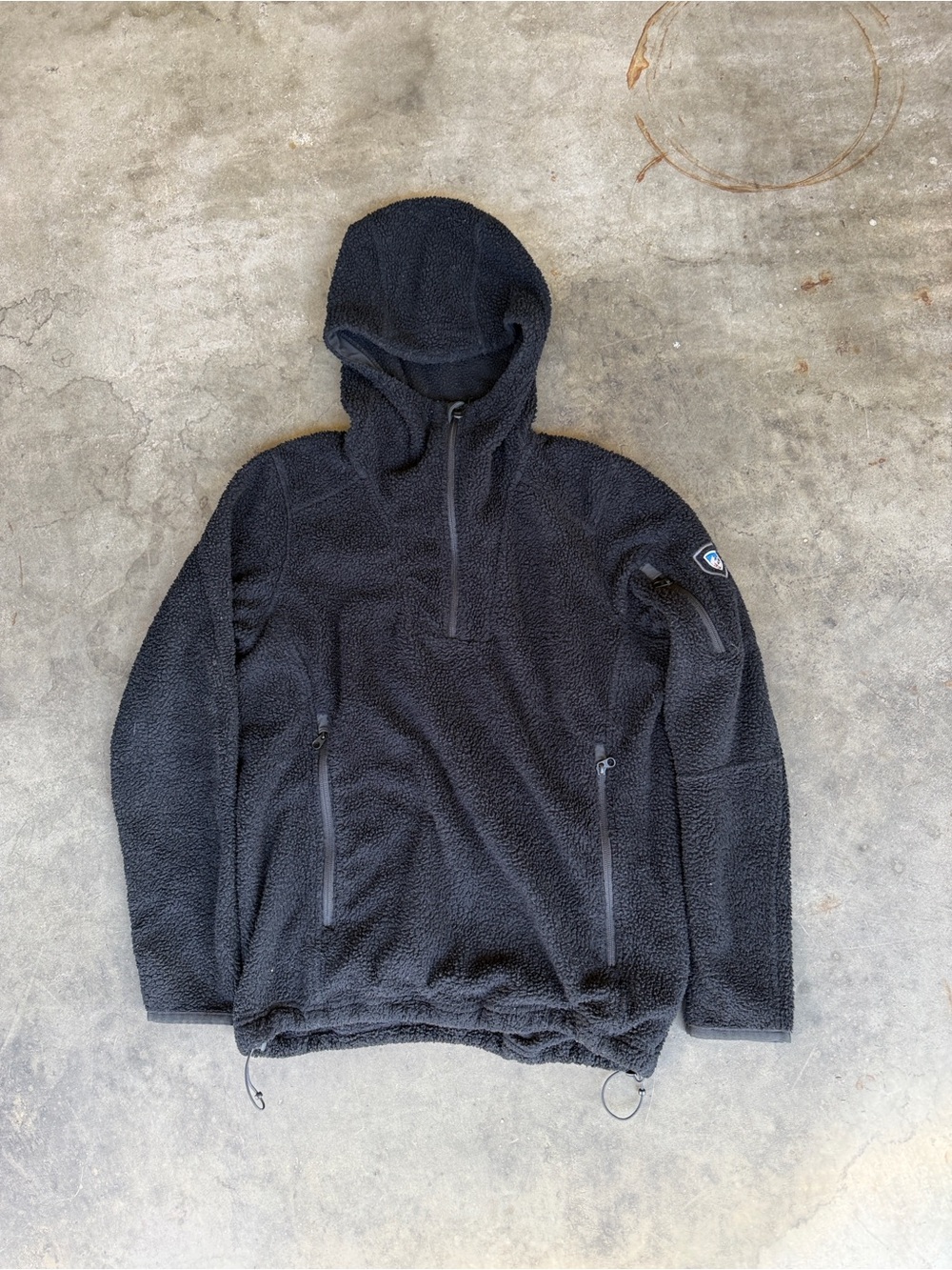 Kuhl Anorak Jacket Womens Medium Black Fleece High-Pile 1/2 Zip Outdoor Climbing